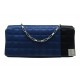 VINTAGE SAC A MAIN CHANEL POCHETTE CHOCOLATE BAR PORTE EPAULE SATIN BLEU HANDBAG
