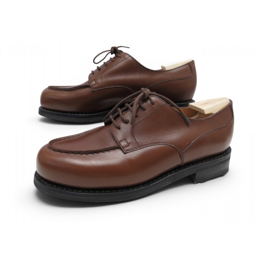 CHAUSSURES JM WESTON 641 DERBY GOLF 6C 40 FIN CUIR MARRON EMBAUCHOIR SHOES 1010€