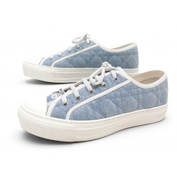 CHAUSSURES BASKETS WALK'N DIOR KCK281CQR 40 CANNAGE DENIM SNEAKERS SHOES 850€