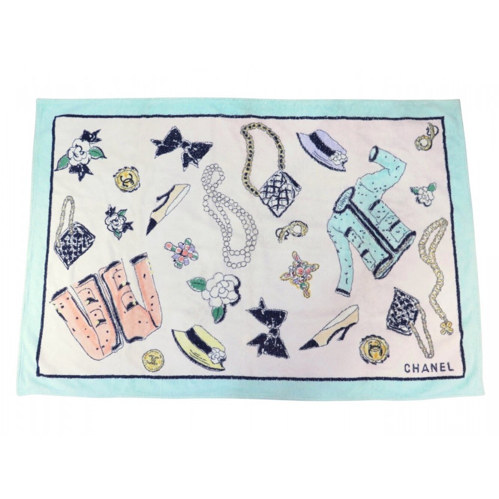 DRAP DE BAIN CHANEL SERVIETTE DE PLAGE SAC A MAIN 2.55 TAILLEUR COCO TOWEL 610€