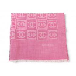 ETOLE FOULARD CHANEL LOGO CC 70X180CM EN CACHEMIRE & SOIE ROSE SHAWL SCARF 1090€