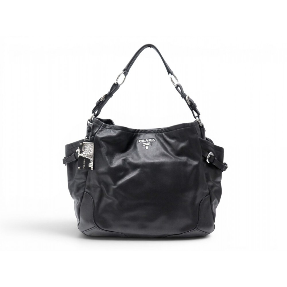 NEUF SAC A MAIN PRADA SHOPPING SOFT CALF BR3789 CUIR NOIR CABAS TOTE BAG 3600€