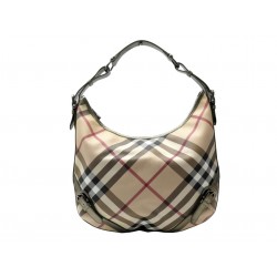SAC A MAIN BURBERRY BARTON TOILE TARTAN CHECK BEIGE CANVAS HOBO HAND BAG 1400€