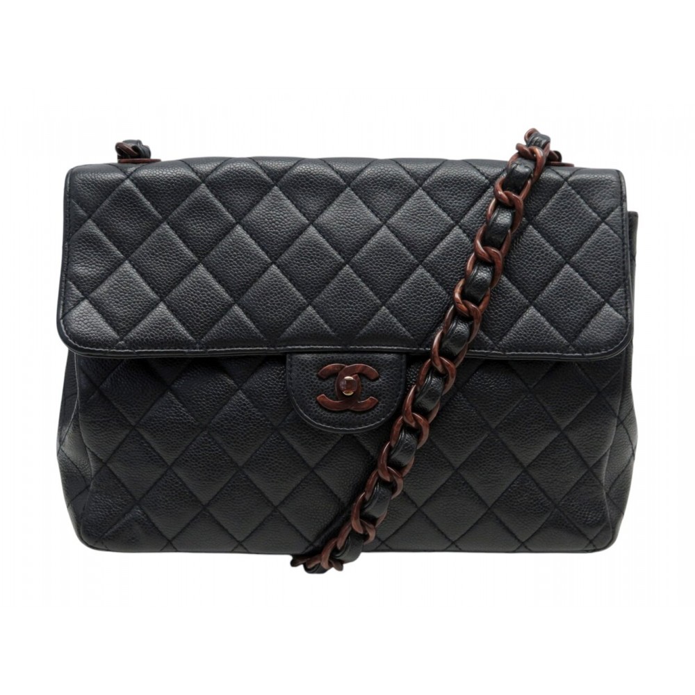 VINTAGE SAC A MAIN CHANEL TIMELESS JUMBO CUIR CAVIAR CHAINE AMBRE HANDBAG 11300€