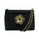 VINTAGE SAC A MAIN CHANEL POCHETTE RABAT BIJOU CAMELIA EN SATIN NOIR EVENING BAG