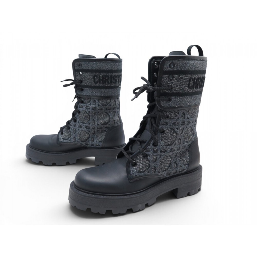NEUF CHAUSSURES DIOR D-MAJOR COMBAT BOOTS KCI977CGY 36 CANNAGE GRIS SHOES 1590€