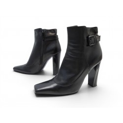 CHAUSSURES BOTTINES LOUIS VUITTON ANKLE BOOTS 38 EN CUIR IRISE NOIR SHOES 1400€