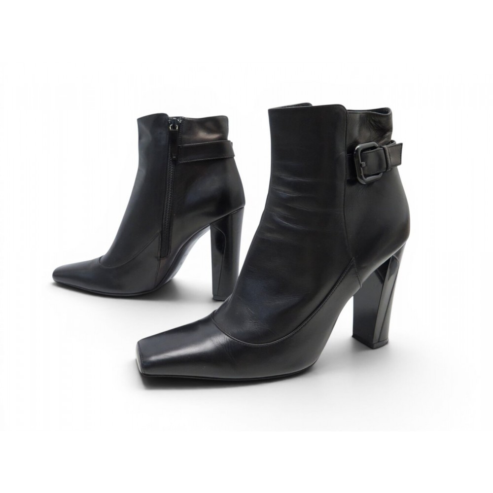 CHAUSSURES BOTTINES LOUIS VUITTON ANKLE BOOTS 38 EN CUIR IRISE NOIR SHOES 1400€