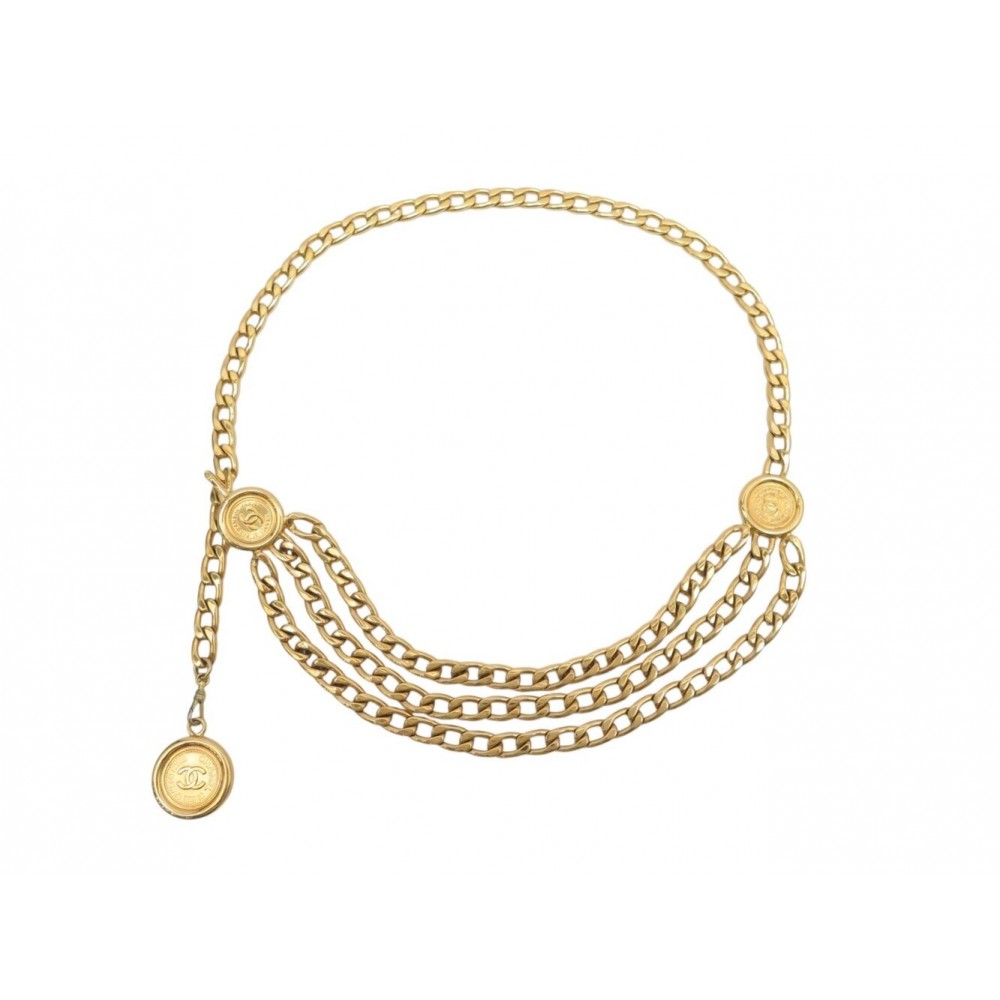 CEINTURE CHANEL CHAINE A 3 RANGS MEDAILLON LOGO CC T 65 A 85 COLLIER BELT 1910€
