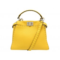NEUF SAC A MAIN FENDI PEEKABOO MINI 8BN244 CUIR JAUNE BANDOULIERE BAG 4000€