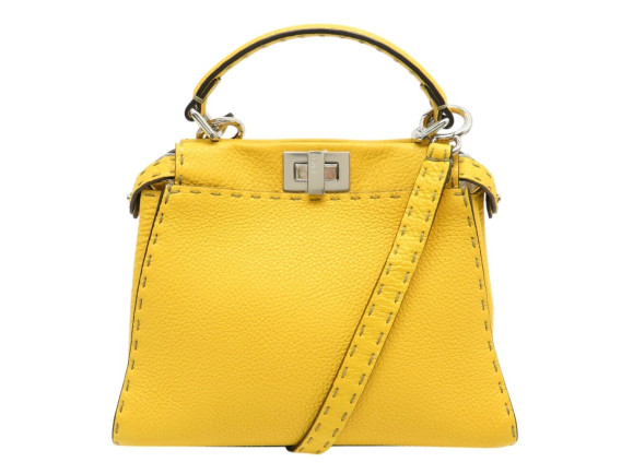 sac a main fendi peekaboo mini 8bn244 cuir jaune