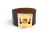 bracelet hermes kelly dog cuir box noir metal dore
