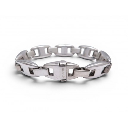 VINTAGE BRACELET HERMES CASSIOPEE 17.7 CM EN ARGENT MASSIF 925 66GR SILVER STRAP
