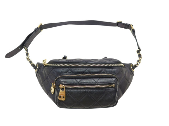 sac ceinture chanel banane cuir caviar matelasse
