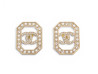  boucles d'oreilles chanel logo cc perles strass