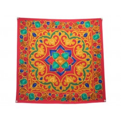 VINTAGE FOULARD CHANEL BIJOUX GRIPOIX CARRE 90 EN SOIE ROUGE RED SILK SCARF 630€