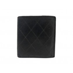 VINTAGE PORTEFEUILLE CHANEL 2 VOLETS EN CUIR MATELASSE NOIR LEATHER WALLET 770€