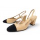 CHAUSSURES CHANEL SLINGBACKS G31318 35.5 CUIR & TOILE BICOLORE BEIGE SHOES 1060€