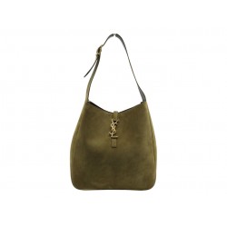 NEUF SAC A MAIN SAINT LAURENT 5 A 7 LARGE 753837 CUIR SUEDE KAKI HOBO BAG 2600€