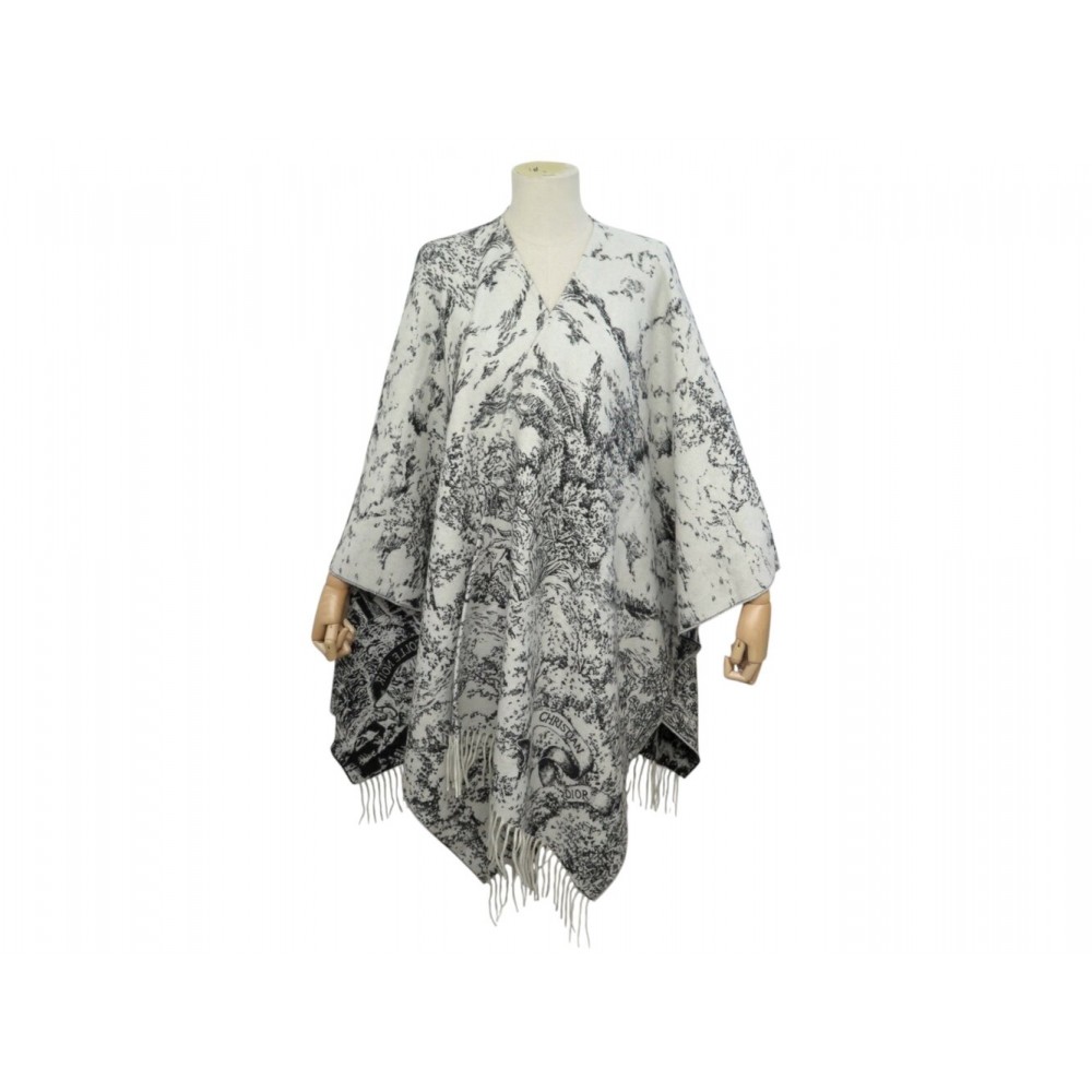 NEUF PONCHO CHRISTIAN DIOR LA COLLE NOIRE ZKDO370HJW55 BICOLORE CACHEMIRE 1890€