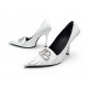 CHAUSSURES BALENCIAGA ESCARPINS KNIFE BB FRANGE 591029 39 CUIR BLANC SHOES 915€