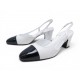 NEUF CHAUSSURES CHANEL SLINGBACKS G31318 CUIR CROCO BLANC & NOIR 39 SHOES 1060€