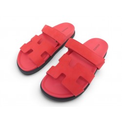 NEUF CHAUSSURES HERMES SANDALES CHYPRE H222297Z 38 EN CHEVRE VELOURS SHOES 790€
