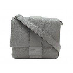 NEUF SAC A MAIN FENDI BAGUETTE 7VA537 CUIR GRAINE GRIS BANDOULIERE HANDBAG 2200E