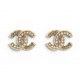 BOUCLES D'OREILLES CHANEL LOGO CC STRASS EN METAL DORE 2014 GOLDEN EARRINGS 800€
