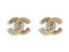 boucles d'oreilles chanel logo cc strass en metal dore