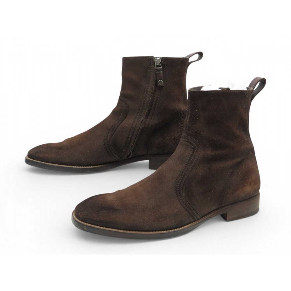 CHAUSSURES BERLUTI BOTTINES 9.5 43.5 DAIM & CUIR MARRON DEER LEATHER BOOTS 2400€