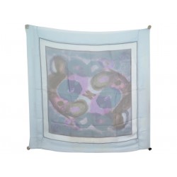FOULARD CHANEL LOGO CC MOTIF AQUARELLE CARRE 90 EN MOUSSELINE DE SOIE SCARF 530€