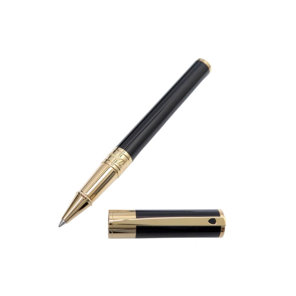 NEUF STYLO BILLE ST DUPONT D-INITIAL 262202 EN LAQUE NOIRE ROLLERBALL PEN 240€