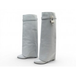 CHAUSSURES BOTTES GIVENCHY SHARK LOCK BE7021E180 39.5 CUIR GRIS BLEU BOOTS 1950€