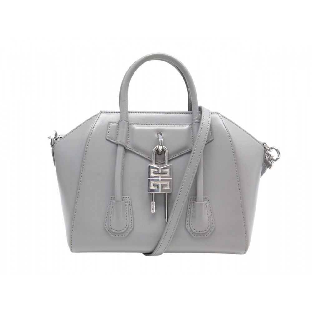 SAC A MAIN GIVENCHY ANTIGONA LOCK MINI EN CUIR GRIS BANDOULIERE HAND BAG 2600€