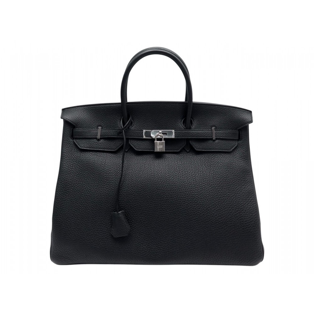 NEUF SAC A MAIN HERMES BIRKIN 40 EN CUIR TOGO NOIR 2011 ATTRIBUTS ACIER PALLADIE