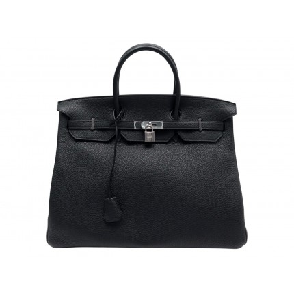 NEUF SAC A MAIN HERMES BIRKIN 40 EN CUIR TOGO NOIR 2011 ATTRIBUTS ACIER PALLADIE