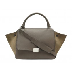 SAC A MAIN CELINE TRAPEZE MM 174683 EN CUIR ET DAIM TAUPE BANDOULIERE BAG 2500€