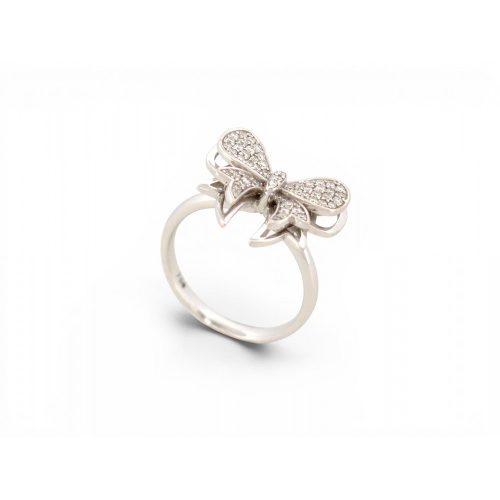 BAGUE NOEUD T53 OR BLANC 18K 5.5GR SERTIE 63 DIAMANTS 0.63CT KNOT DIAMONDS RING