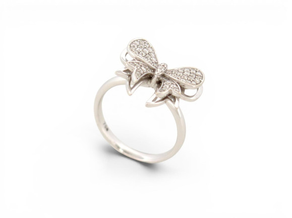 bague noeud t53 or blanc 18k 5.5gr sertie 63 diamants