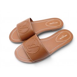 NEUF CHAUSSURES LOUIS VUITTON MULES PLATES LOCK IT 37 SANDALES LOGO LV SHOE 800€