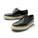 CHAUSSURES PRADA DERBY PLATEFORMES EN CUIR PATINE NOIR 38 IT 39 FR SHOES 950€
