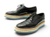 chaussures prada derby plateformes en cuir patine noir