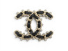 broche chanel logo cc strass cuir chaine