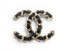 broche chanel logo cc cuir chaine entrelacee