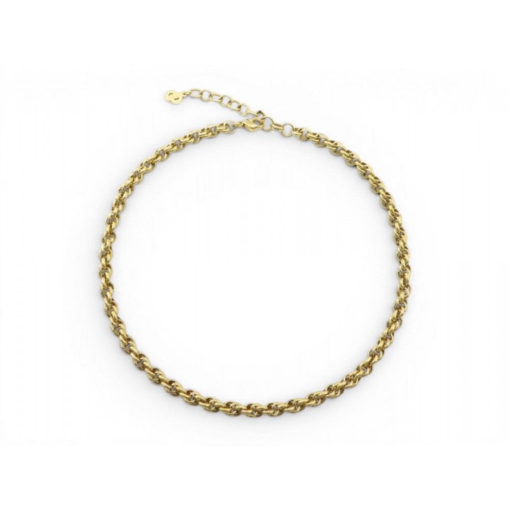 NEUF VINTAGE COLLIER CHRISTIAN DIOR CHAINE MAILLE TORSADE EN METAL DORE NECKLACE