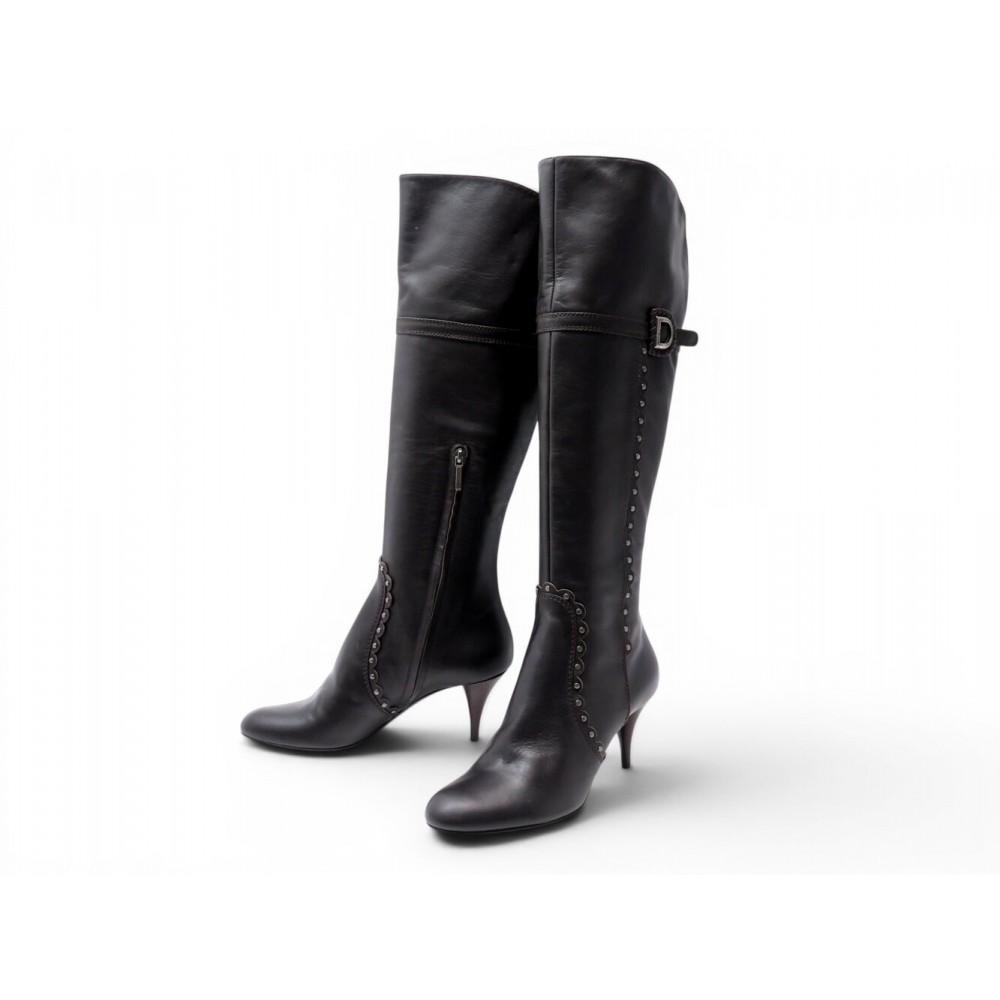 NEUF BOTTES CHRISTIAN DIOR ETHNIC VEA73211 41 EN CUIR MARRON LEATHER BOOTS 1990€