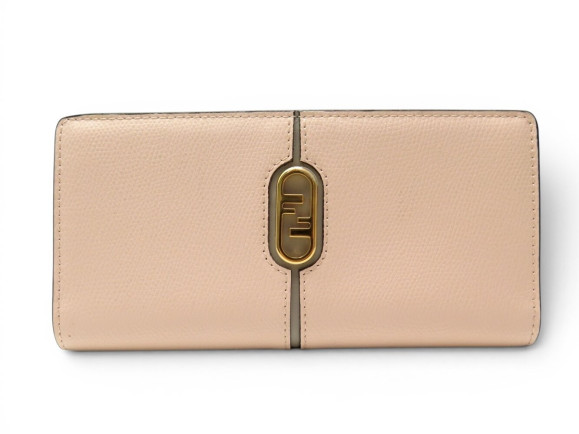  portefeuille fendi o'lock 8m0470 cuir graine rose