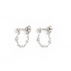 NEUF BOUCLES D'OREILLES GIGI CLOZEAU CREOLES CLASSIQUE OPALE OR BLANC 18K 315€