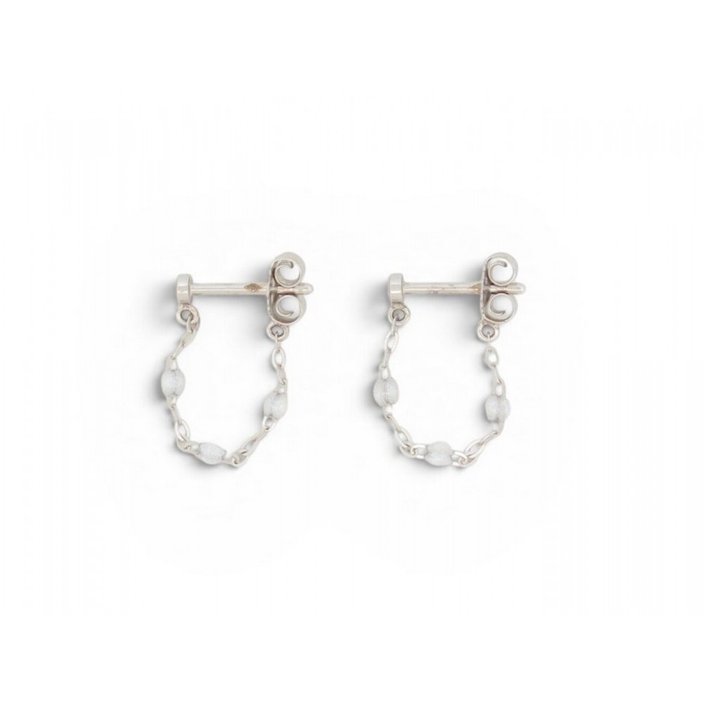 NEUF BOUCLES D'OREILLES GIGI CLOZEAU CREOLES CLASSIQUE OPALE OR BLANC 18K 315€